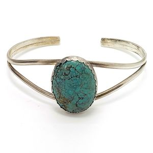 Vintage 925 Sterling Silver & Turquoise Cuff Bracelet